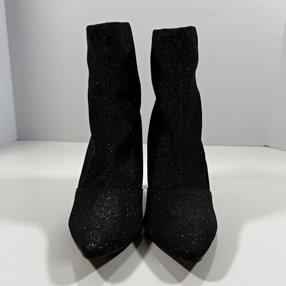 Brash Womens Black Glitter Pointed Toe Heel Ankle Booties US 10